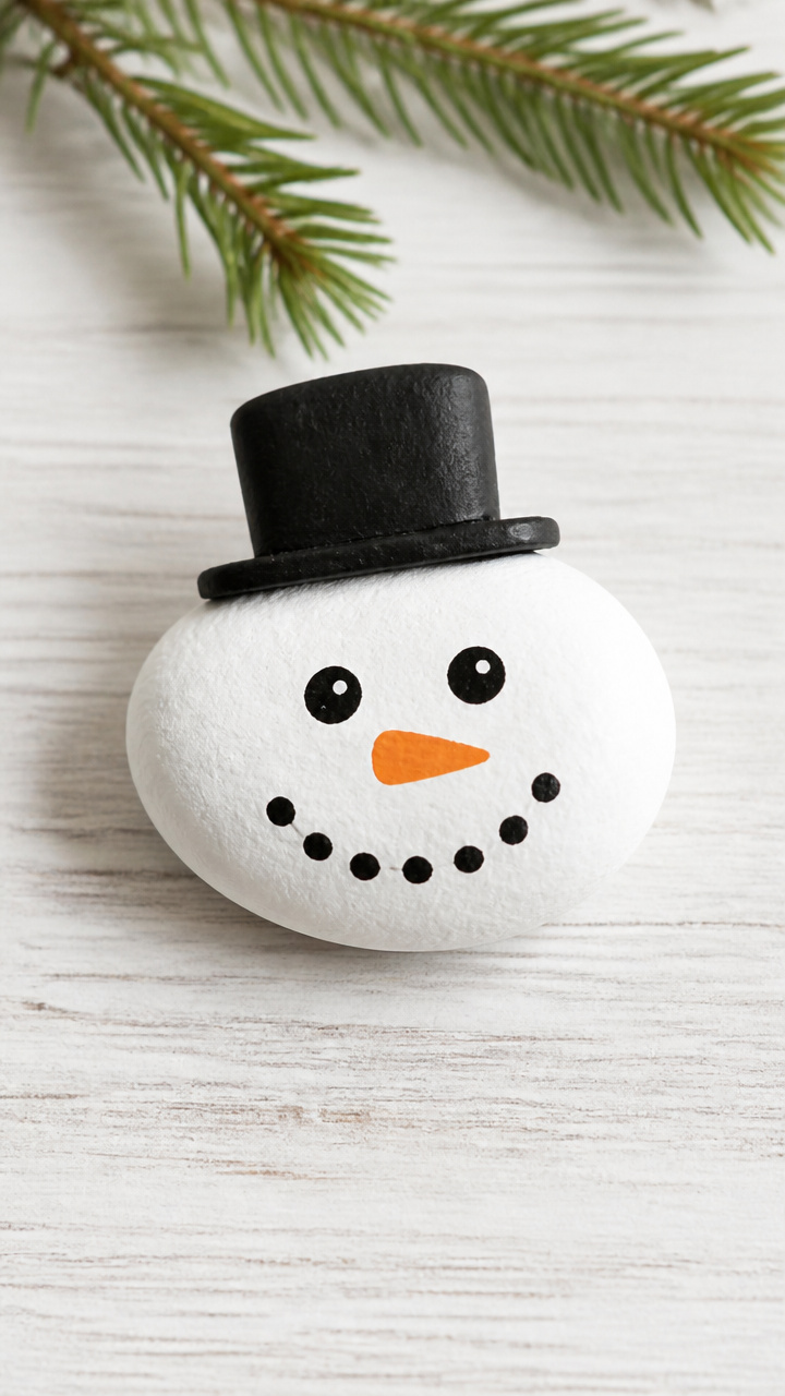Snowman Rock Painting