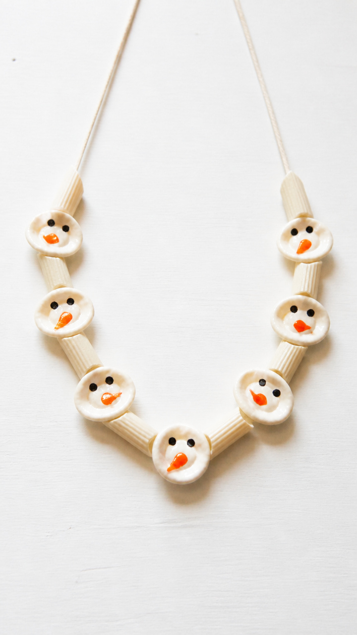 Snowman Pasta Necklace