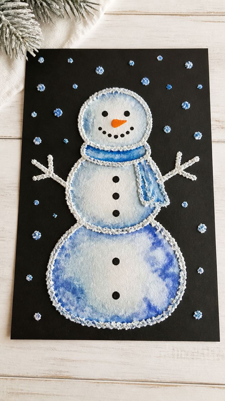 Snowman Salt Painting
