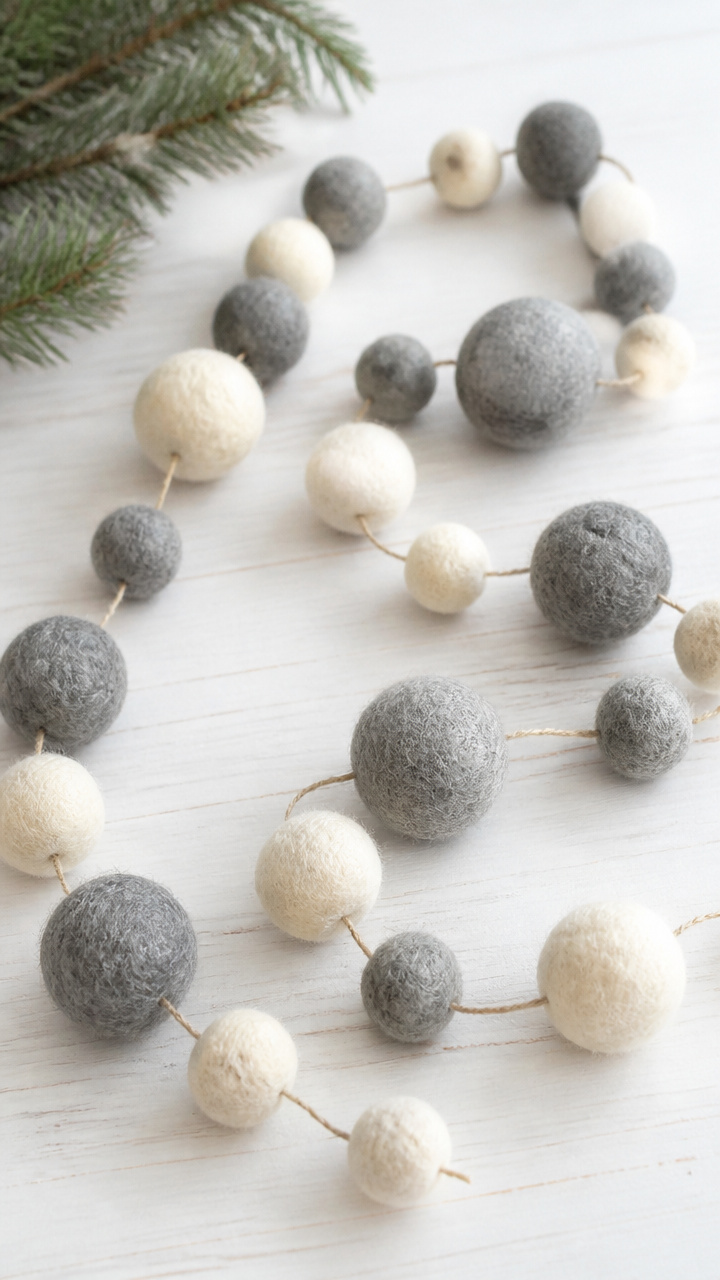 Felted Wool Ball Garland