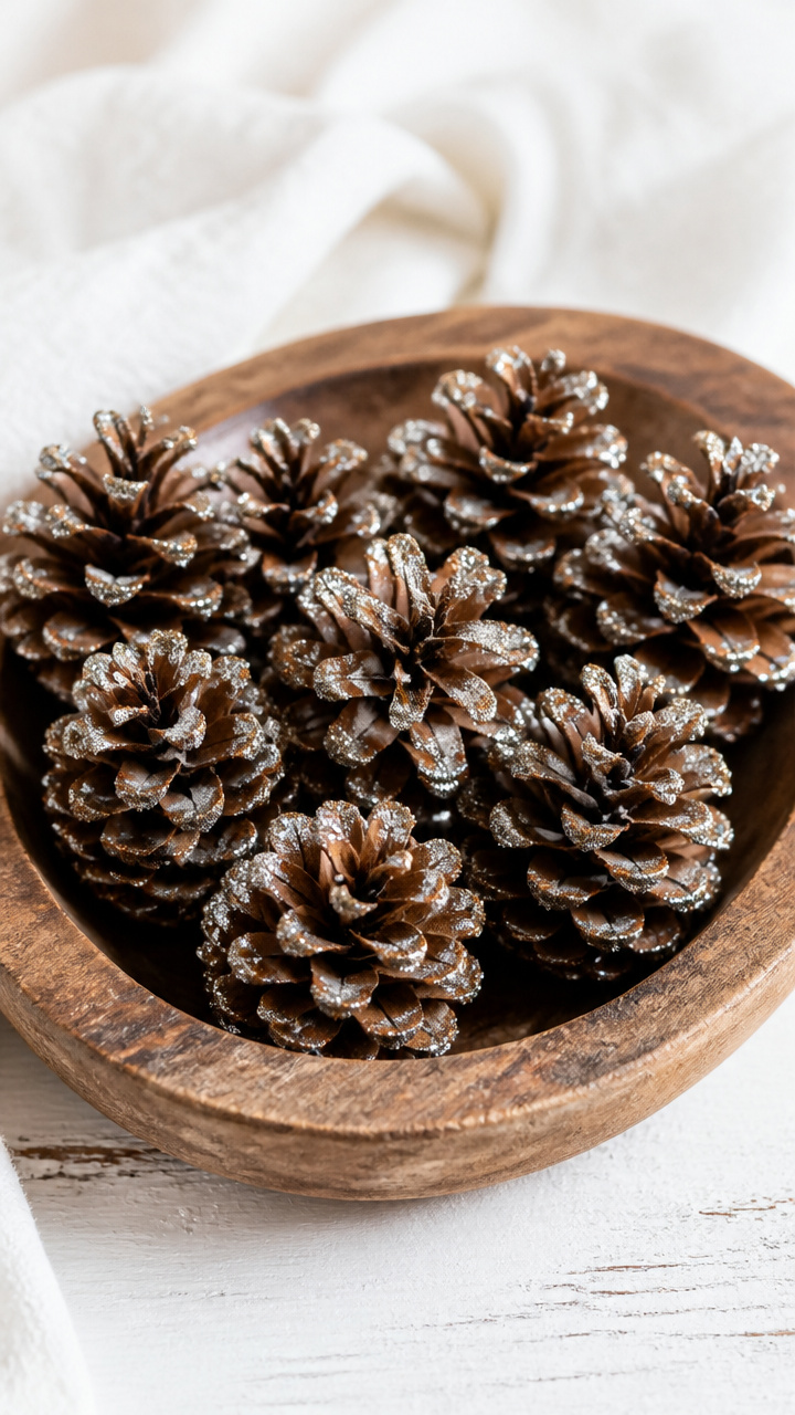 Glitter-Dipped Pine Cones