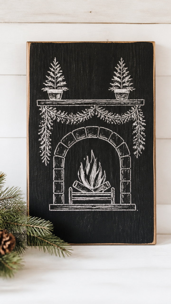 Chalkboard Paint Fireplace Sign