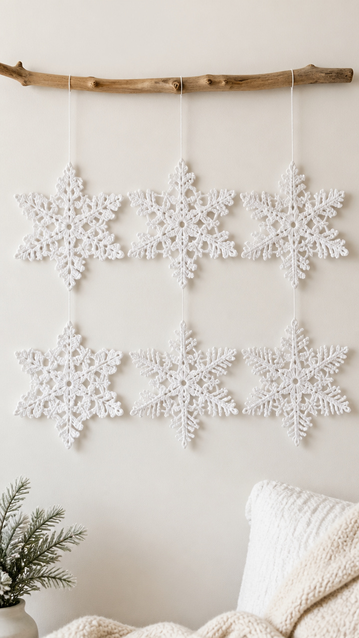 Crocheted Snowflake Wall Hangings