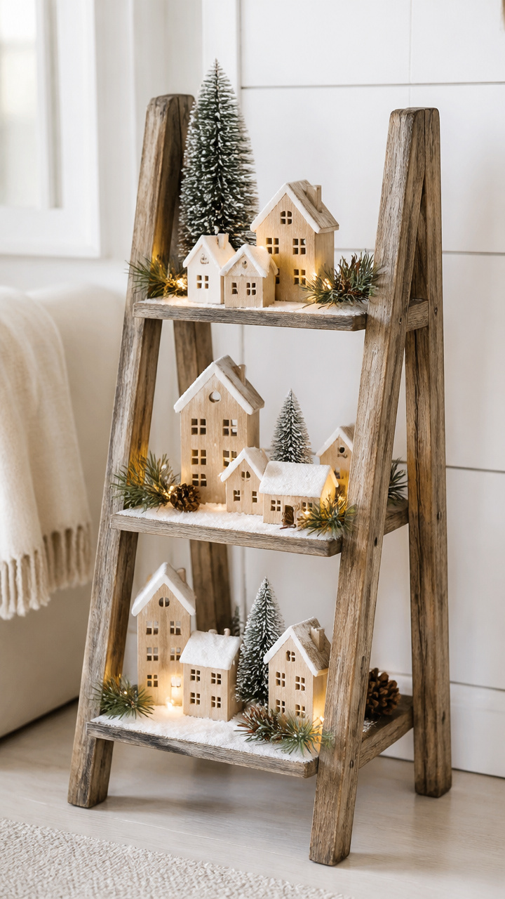 Ladder Shelf Snow Scene