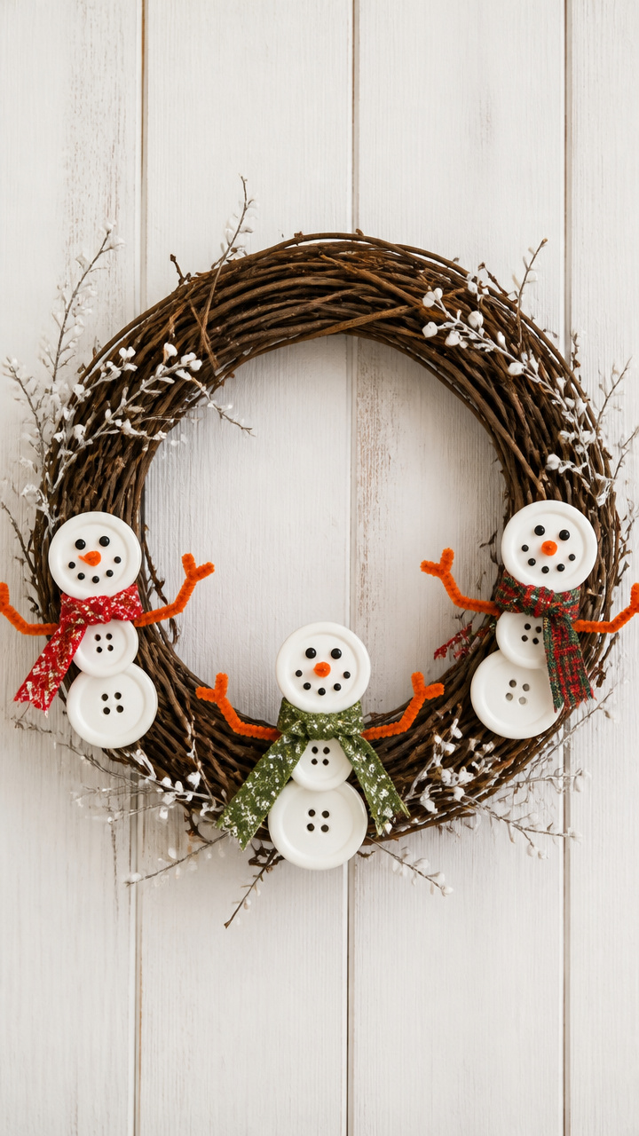 Button Snowman Wreath