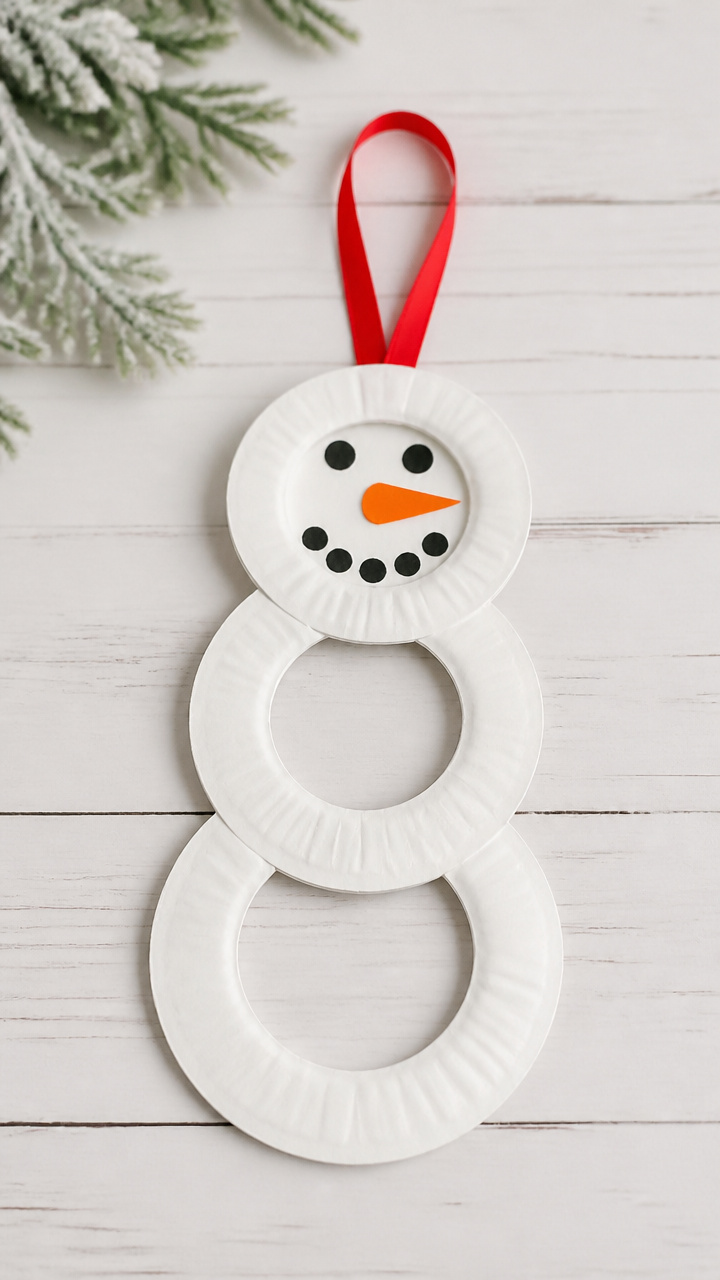 Snowman Paper Plate Ornament