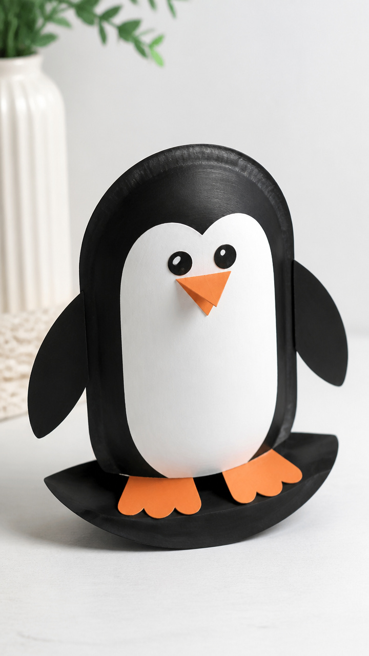 Waddling Paper Plate Penguin