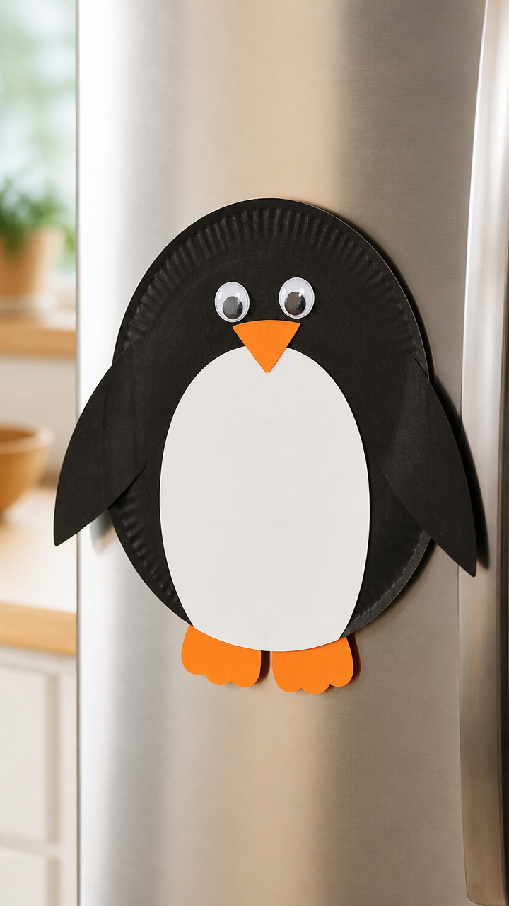 Magnetic Paper Plate Penguin