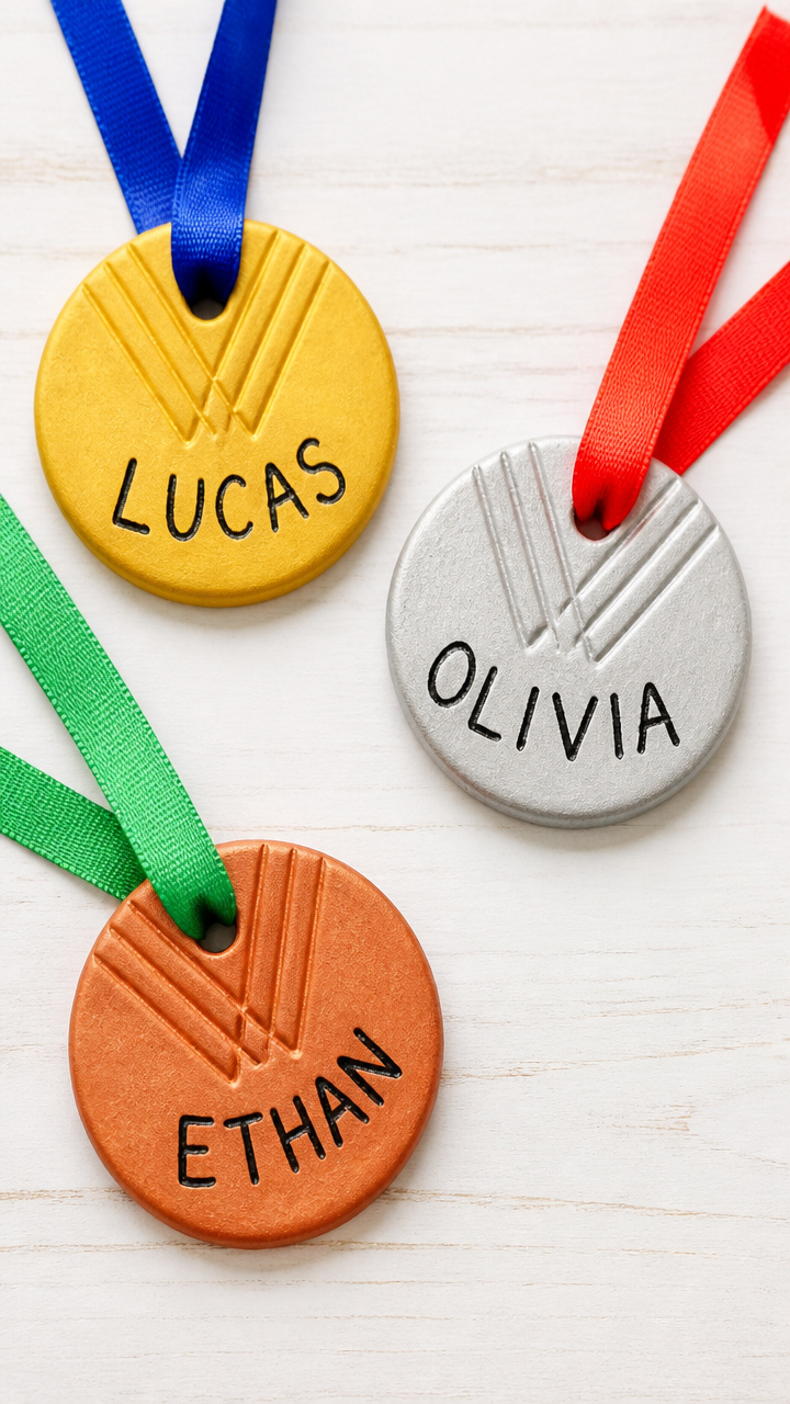 Salt Dough Ski Medal Ornaments