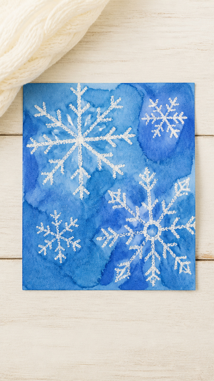 Crayon Resist Snowflake Paintings