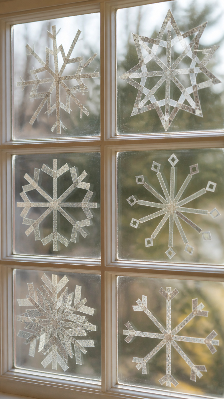 Washi Tape Snowflake Windows