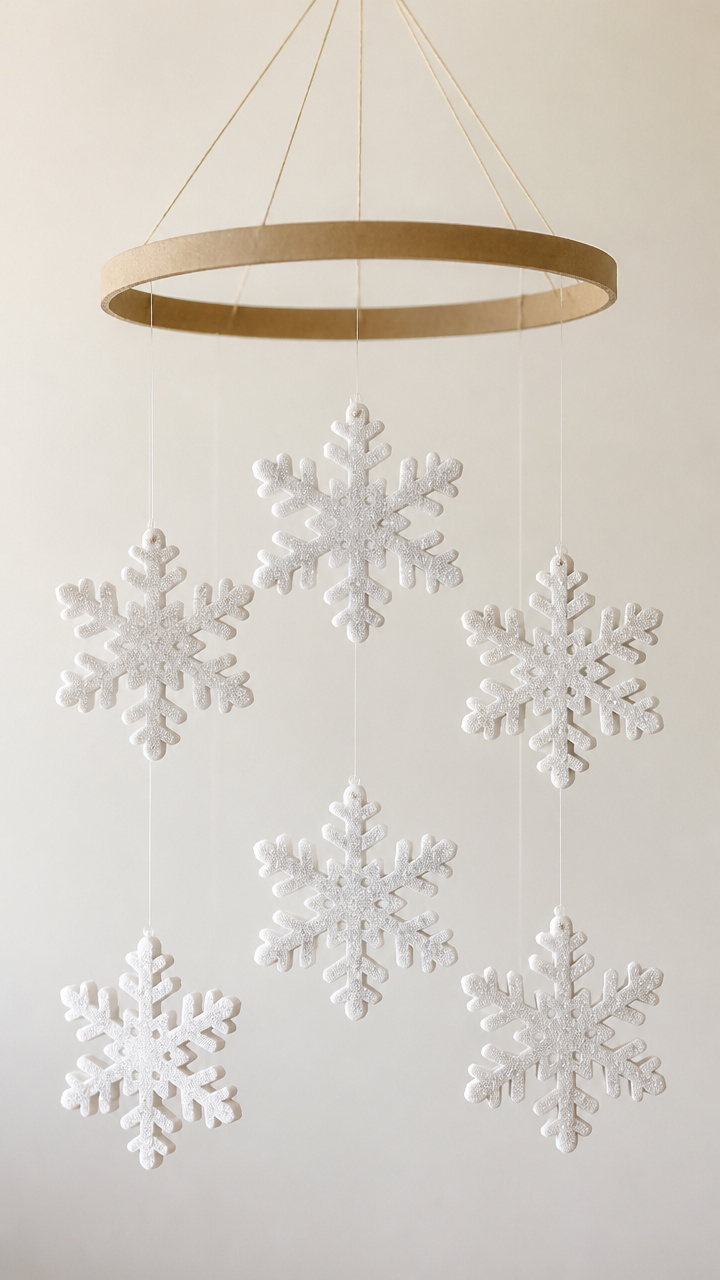 Sticker-Backed Snowflake Mobiles