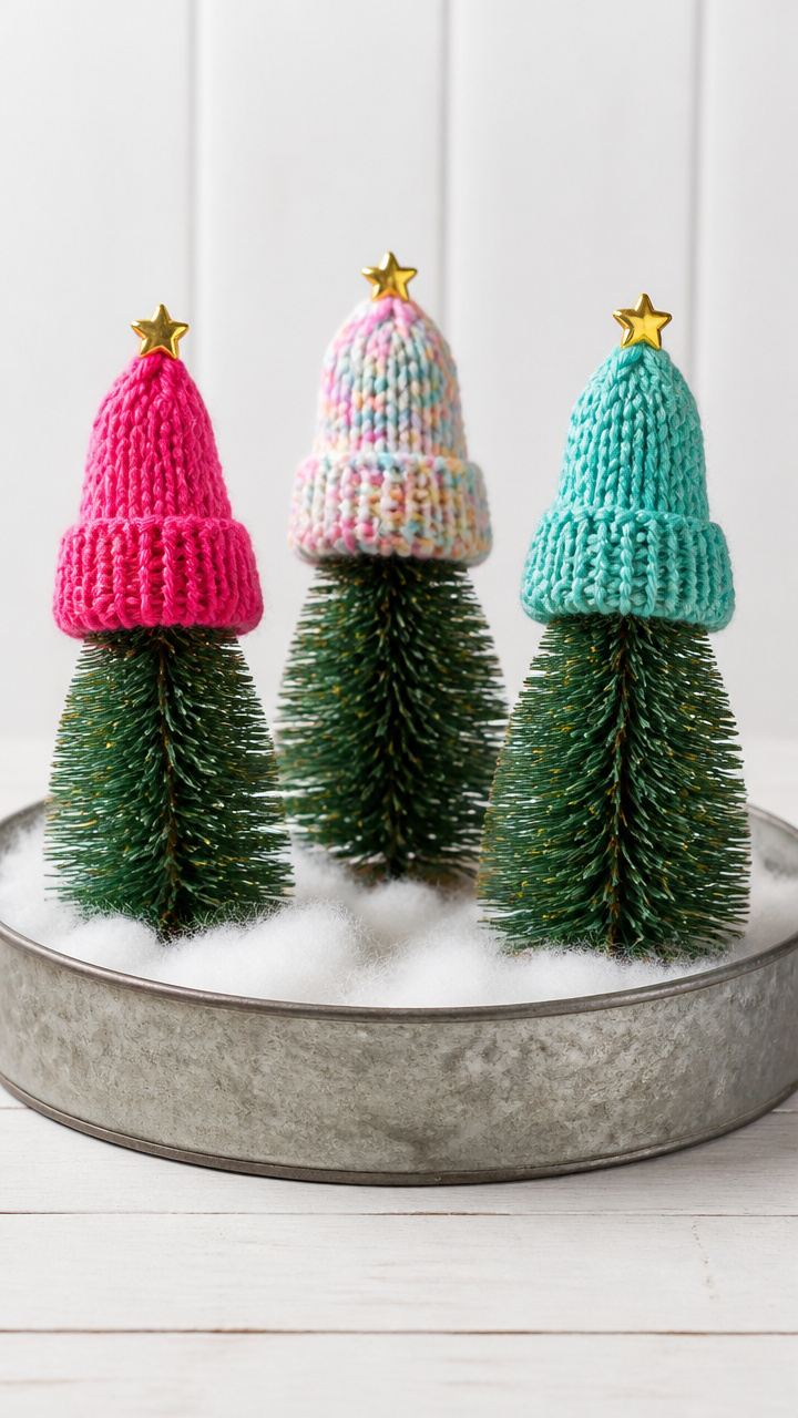 Knit Hat Mini Trees