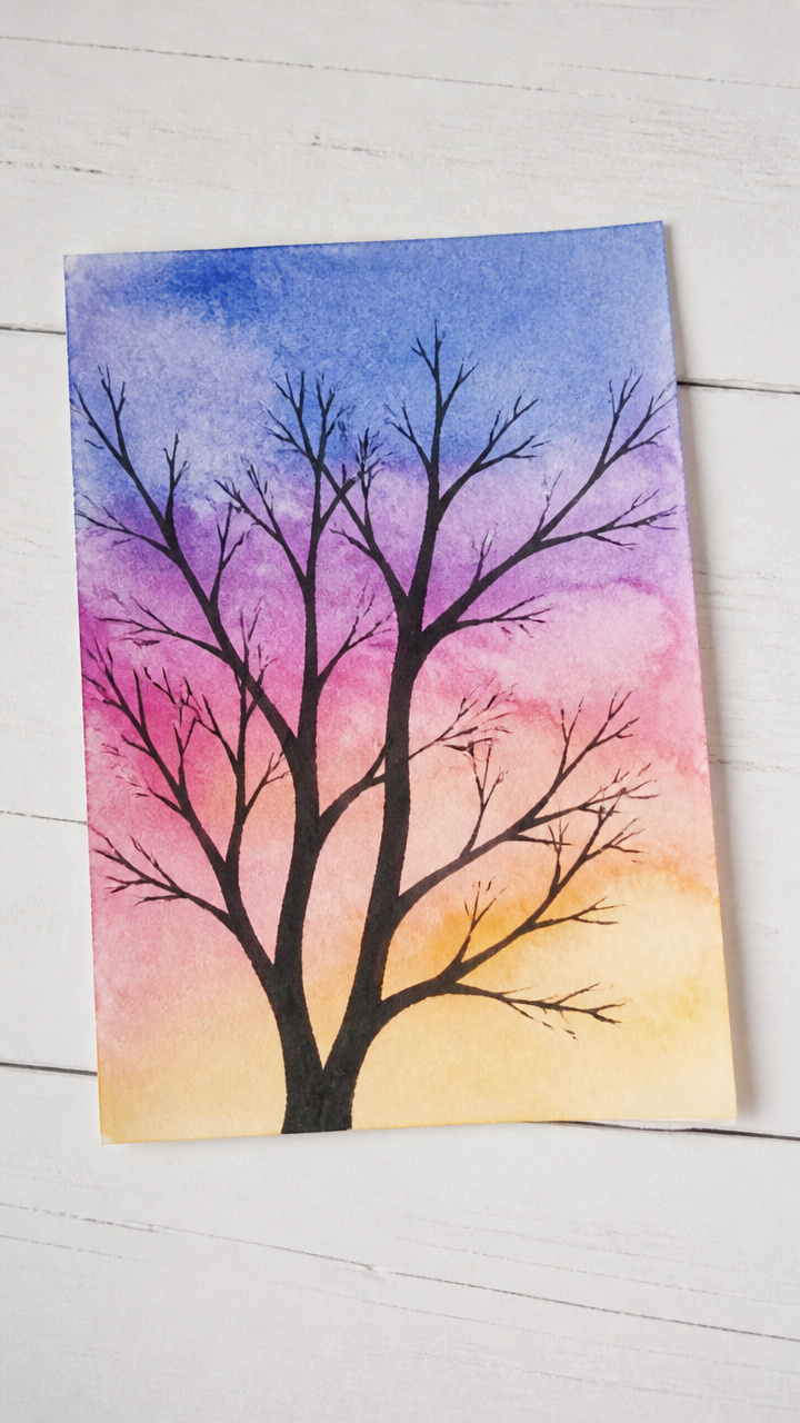 Winter Tree Silhouette Art
