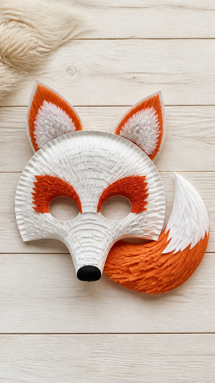 Arctic Fox Paper Plate Mask