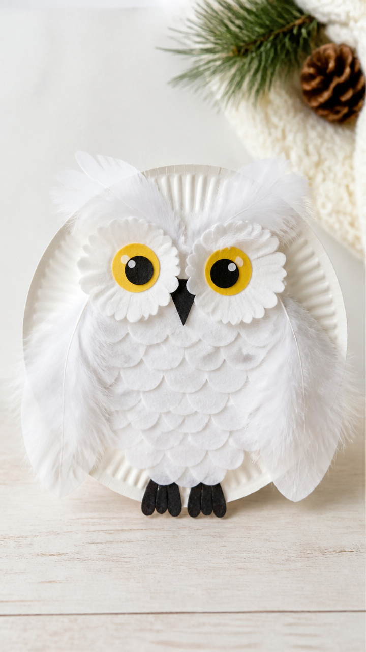 Paper Plate Snowy Owls
