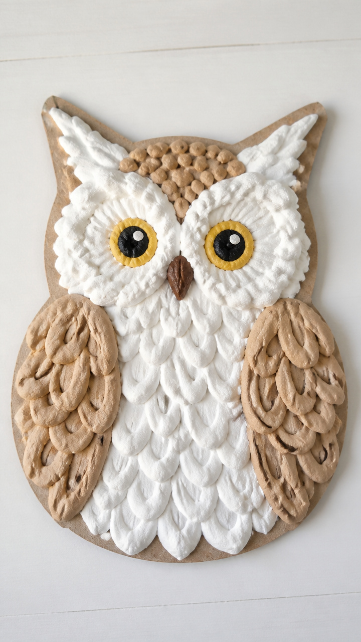 Puffy Paint Feather Owls