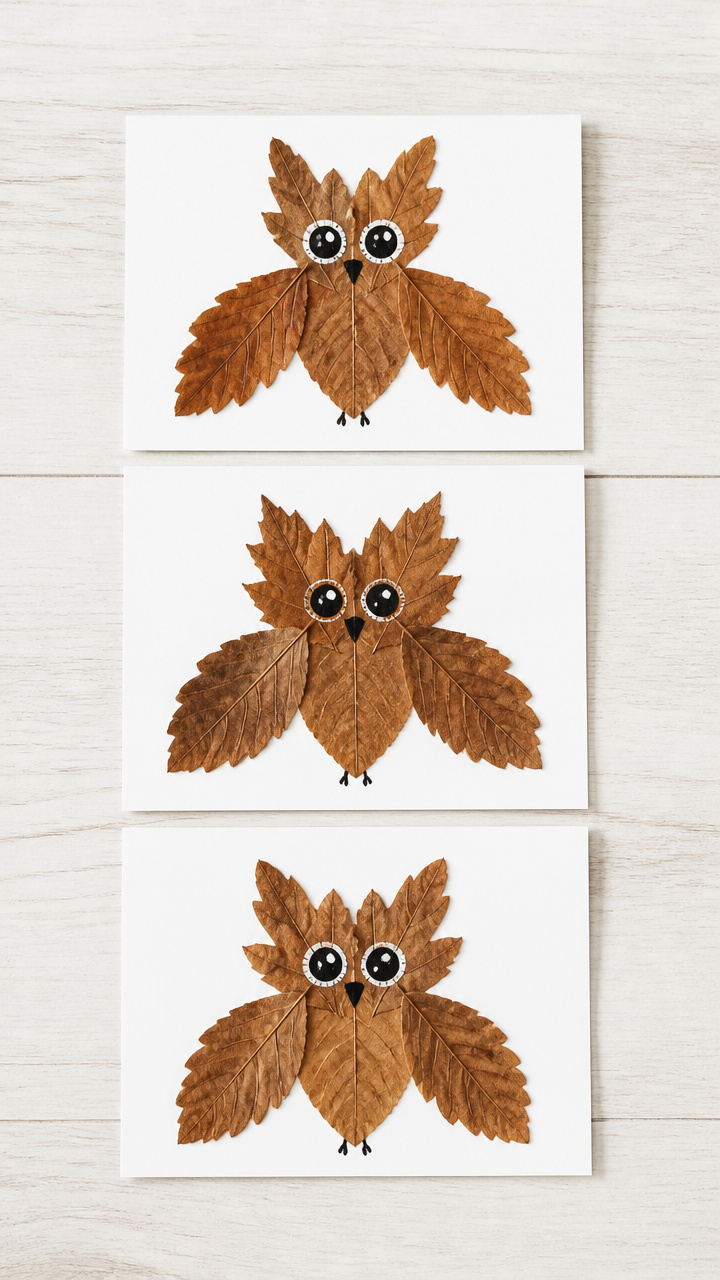 Leaf Print Woodland Owls