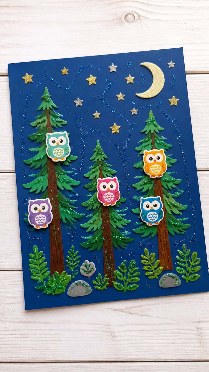 Sticker Scene Forest Owls