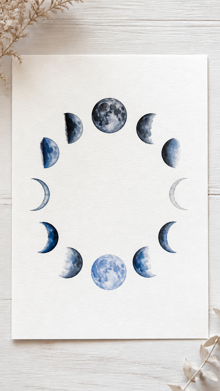 Watercolor Moon Phases