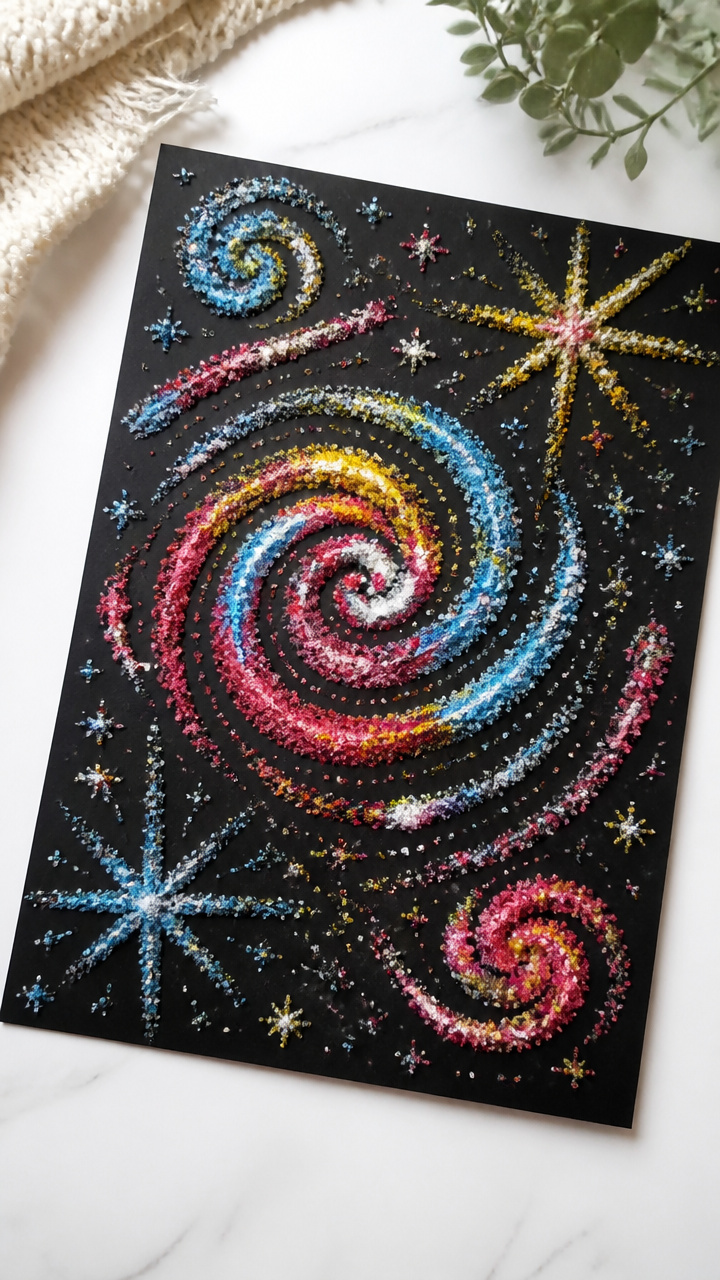 Salt Painting on Black Paper