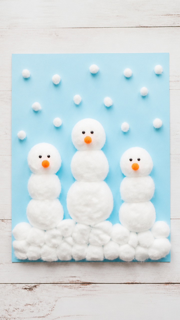 Cotton Ball Snowmen Collage