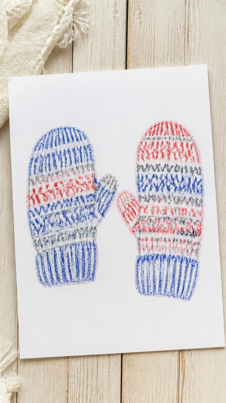 Textured Mitten Rubbing Art