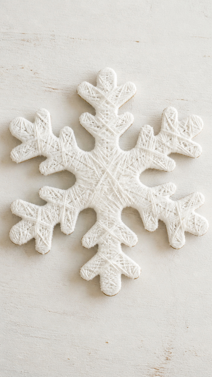 Yarn-Wrapped Cardboard Snowflakes