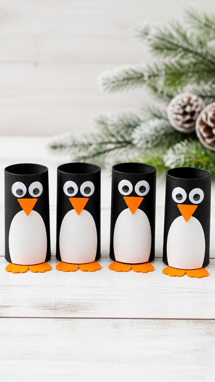 Toilet Paper Roll Penguins