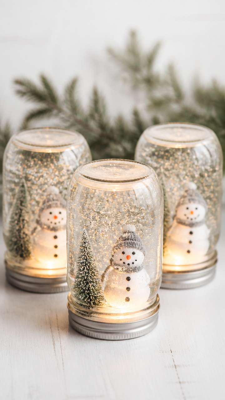Glitter Mason Jar Snow Globes