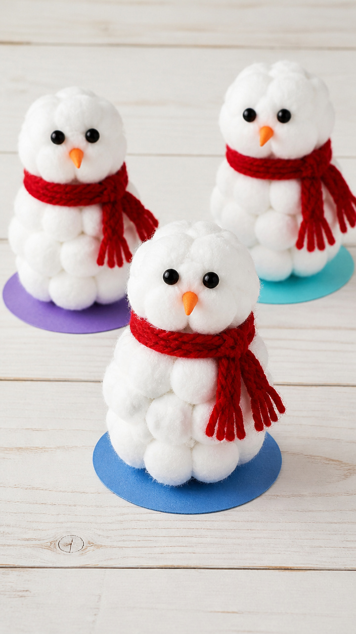 Cotton Ball Snowmen