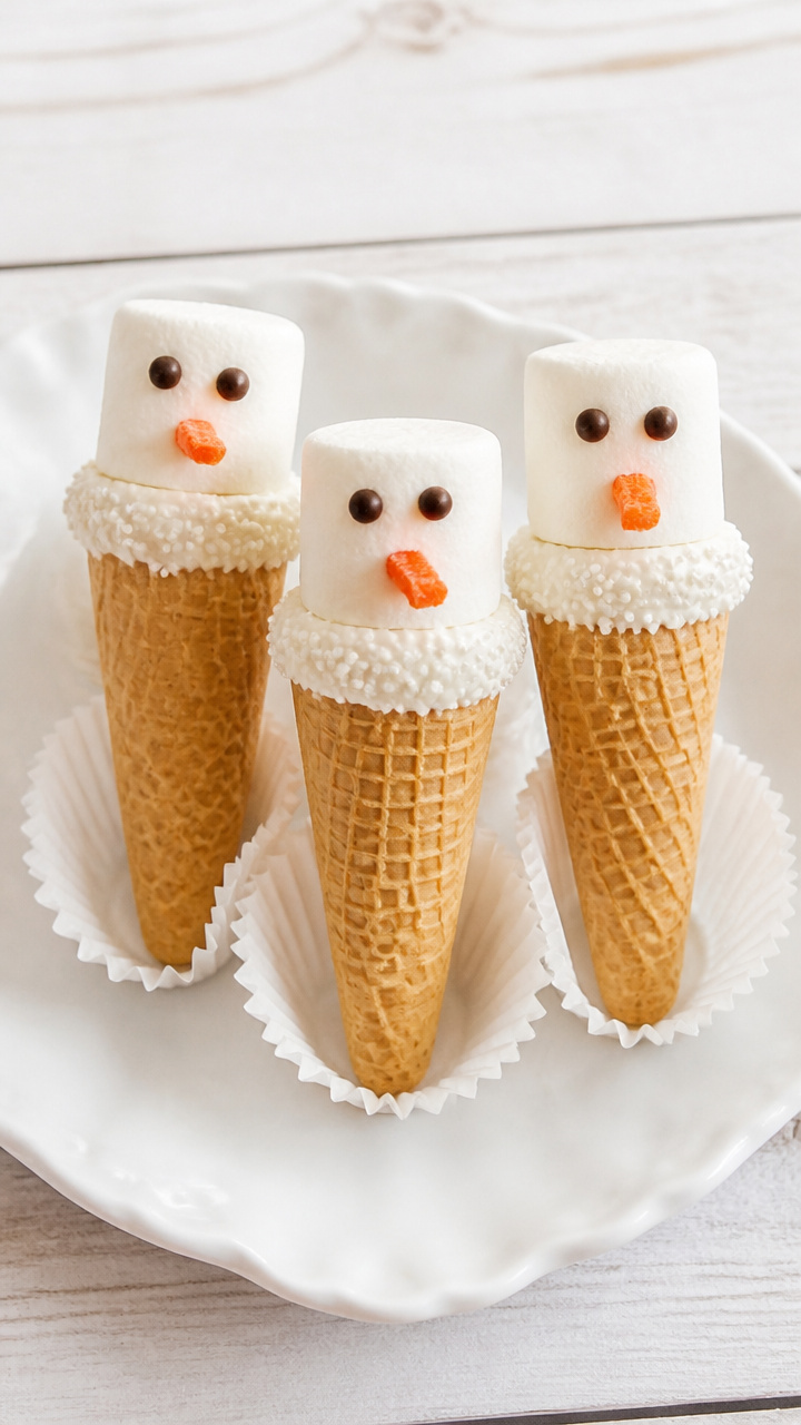 Edible Ice Cream Cone Snowmen