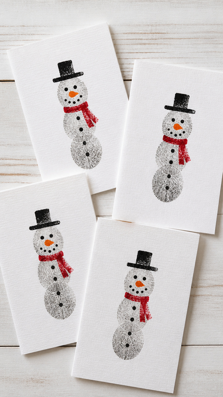 Fingerprint Snowmen Cards