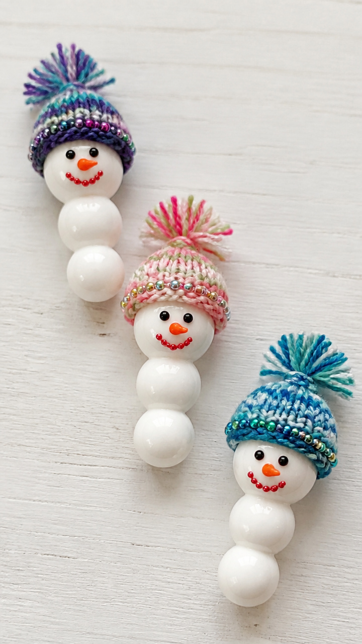 Knit Hat Snowman Magnets