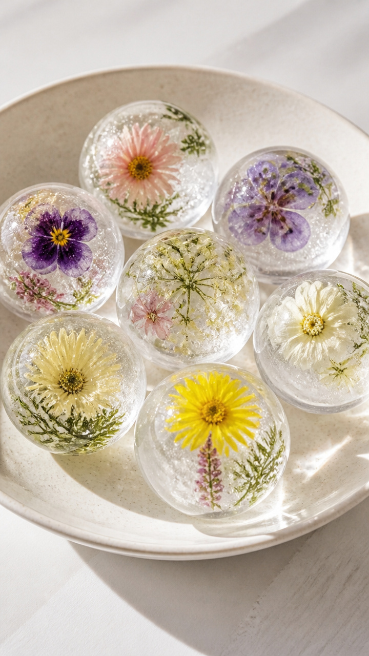 Pressed Flower Ice Orbs