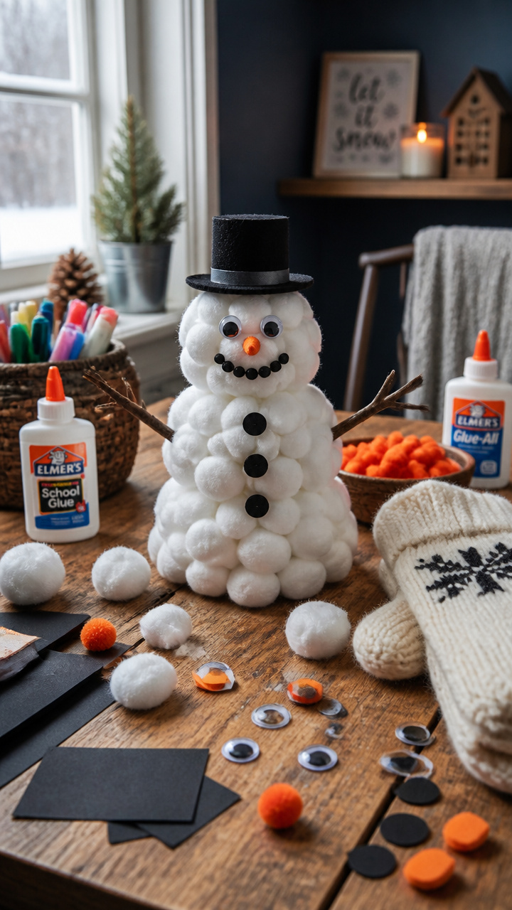 Cotton Ball Snowmen