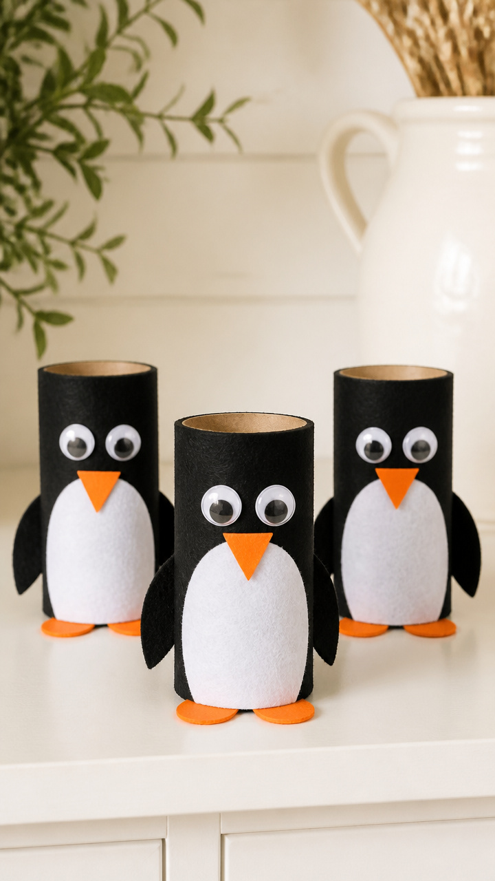 Toilet Paper Roll Penguins