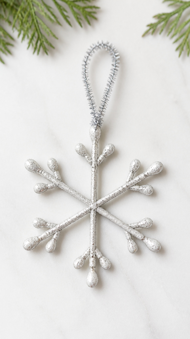 Q-Tip Snowflake Ornaments