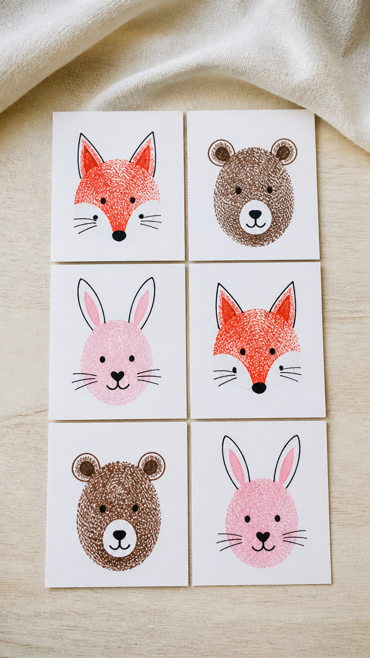 Fingerprint Animal Cards