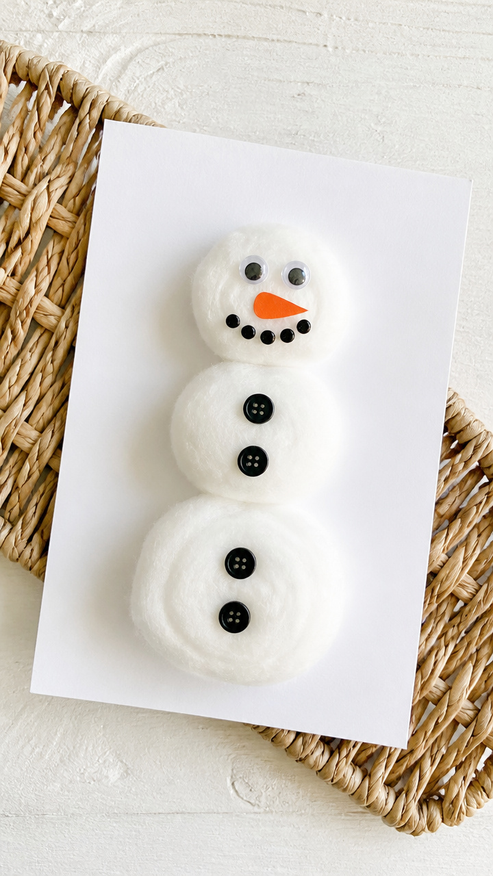 Cotton Ball Snowmen Cards