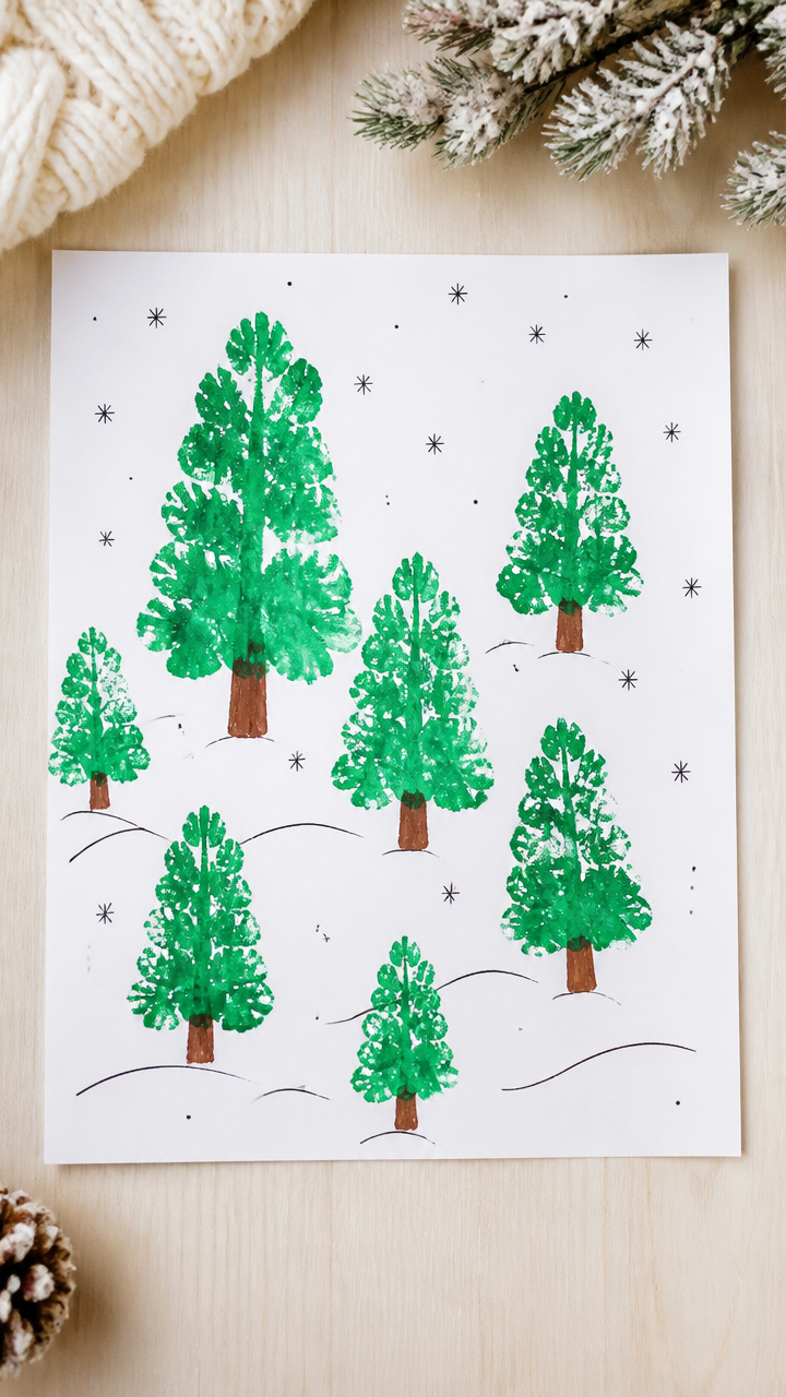 Mitten Stamped Trees