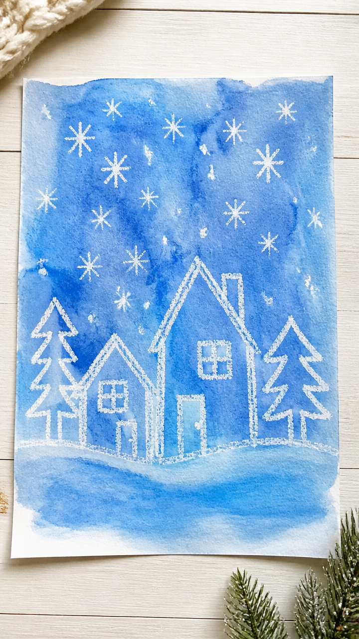 Crayon Resist Snow Scenes
