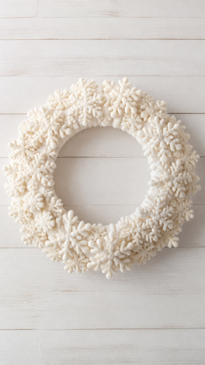Felted Wool Snowflake Wreath