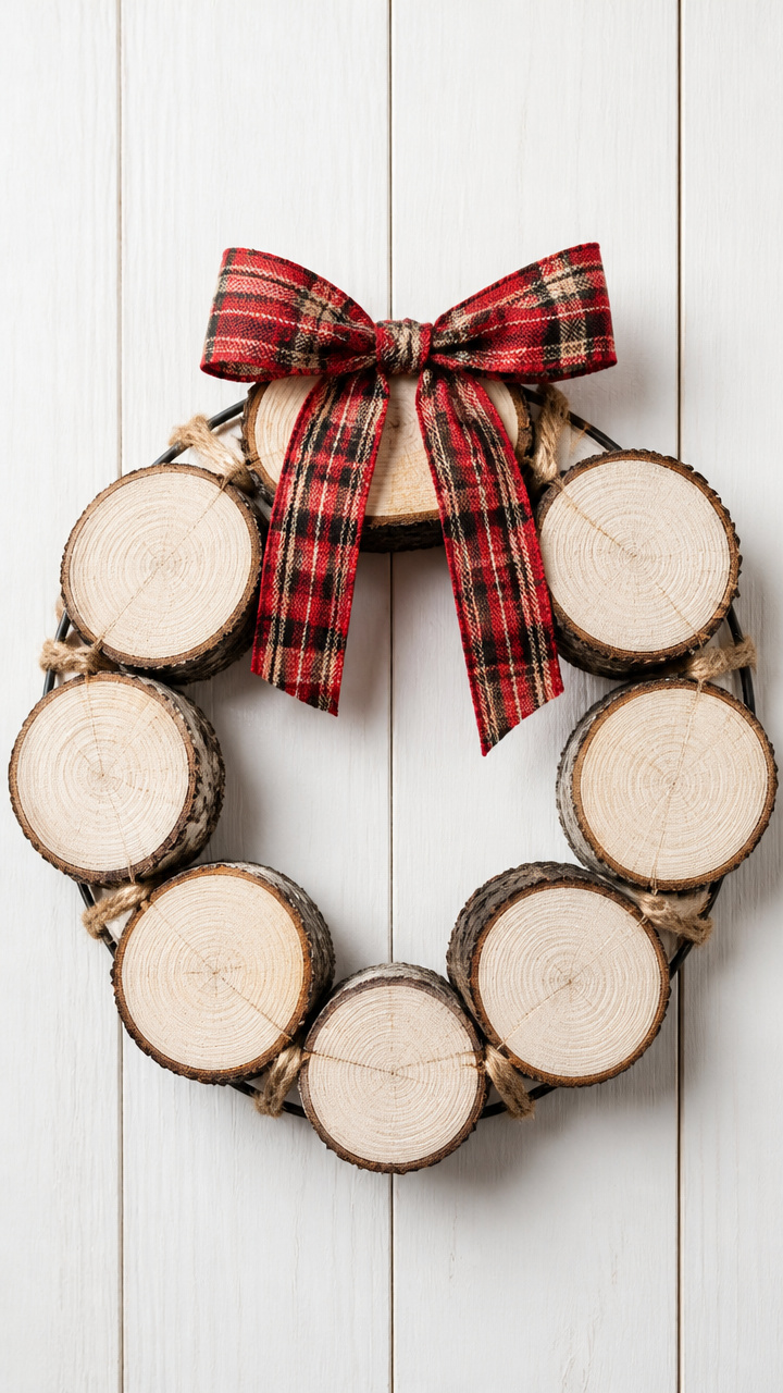 Birch Log Slice Wreath