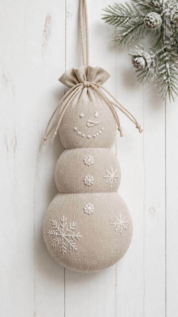Linen Snowman Bag
