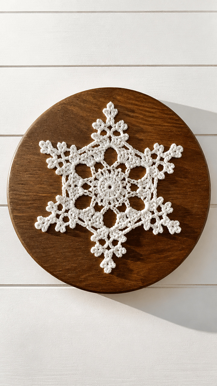 Crocheted Snowflake Plaque