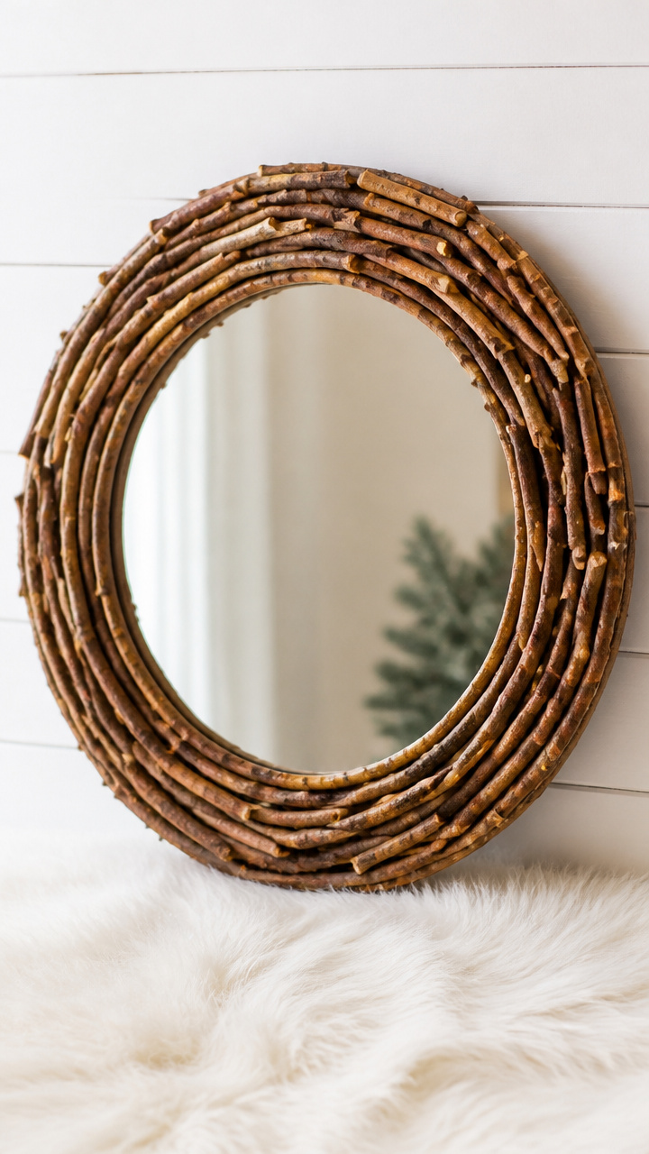 Pine Twig Mirror Frame