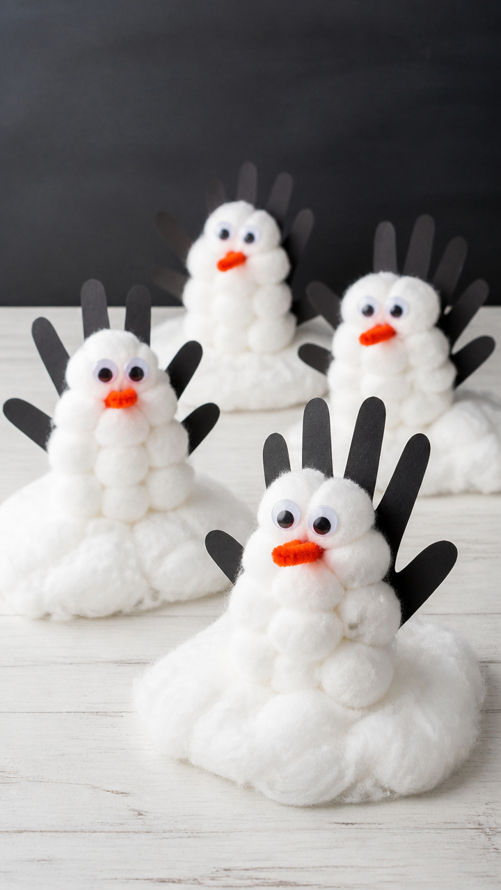 Cotton Ball Snowbank Penguins
