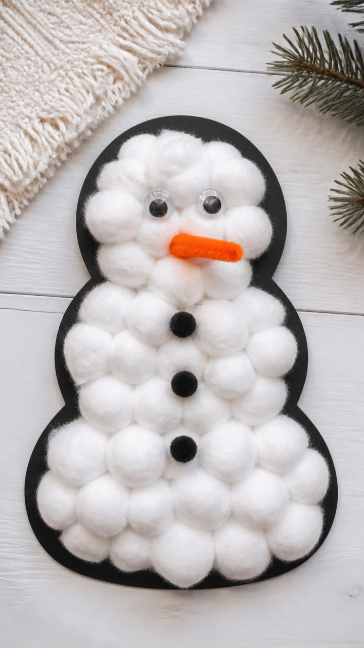 Cotton Ball Snowmen