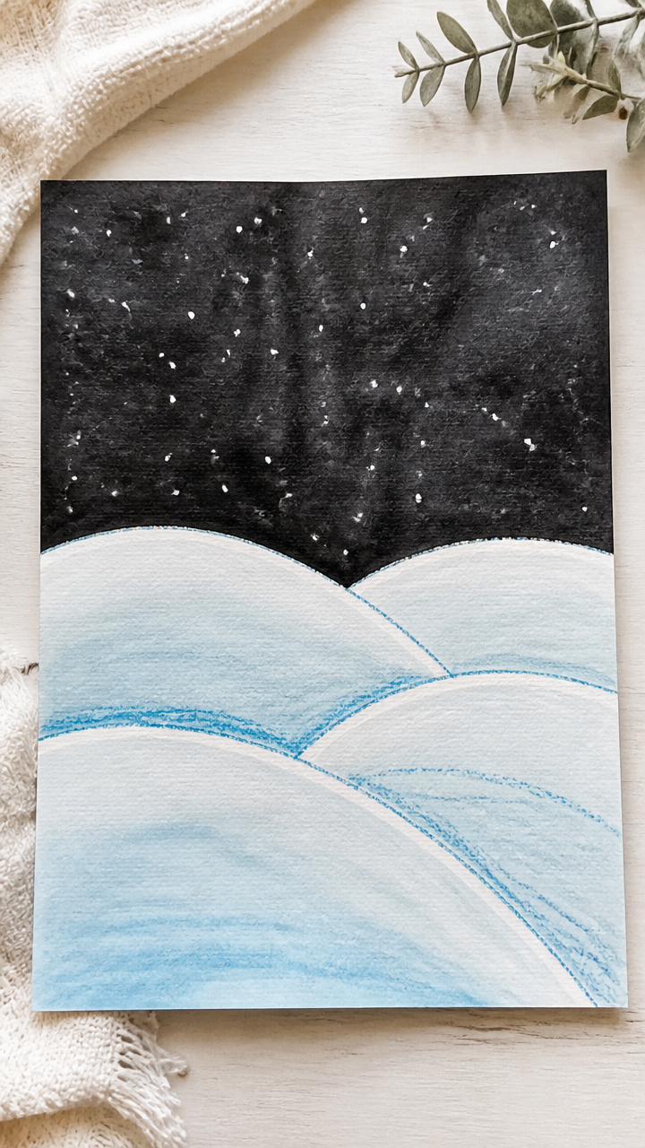 Crayon Resist Snowy Hills